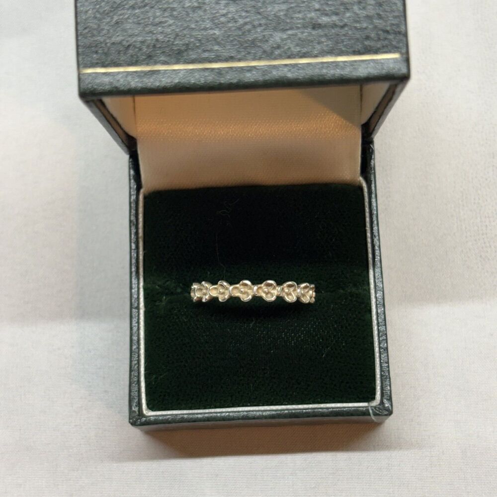 FLORAL ELEGANCE Authentic PANDORA St Silver STACKABLE BAND Ring Sz 7.5 925 - Picture 4 of 12